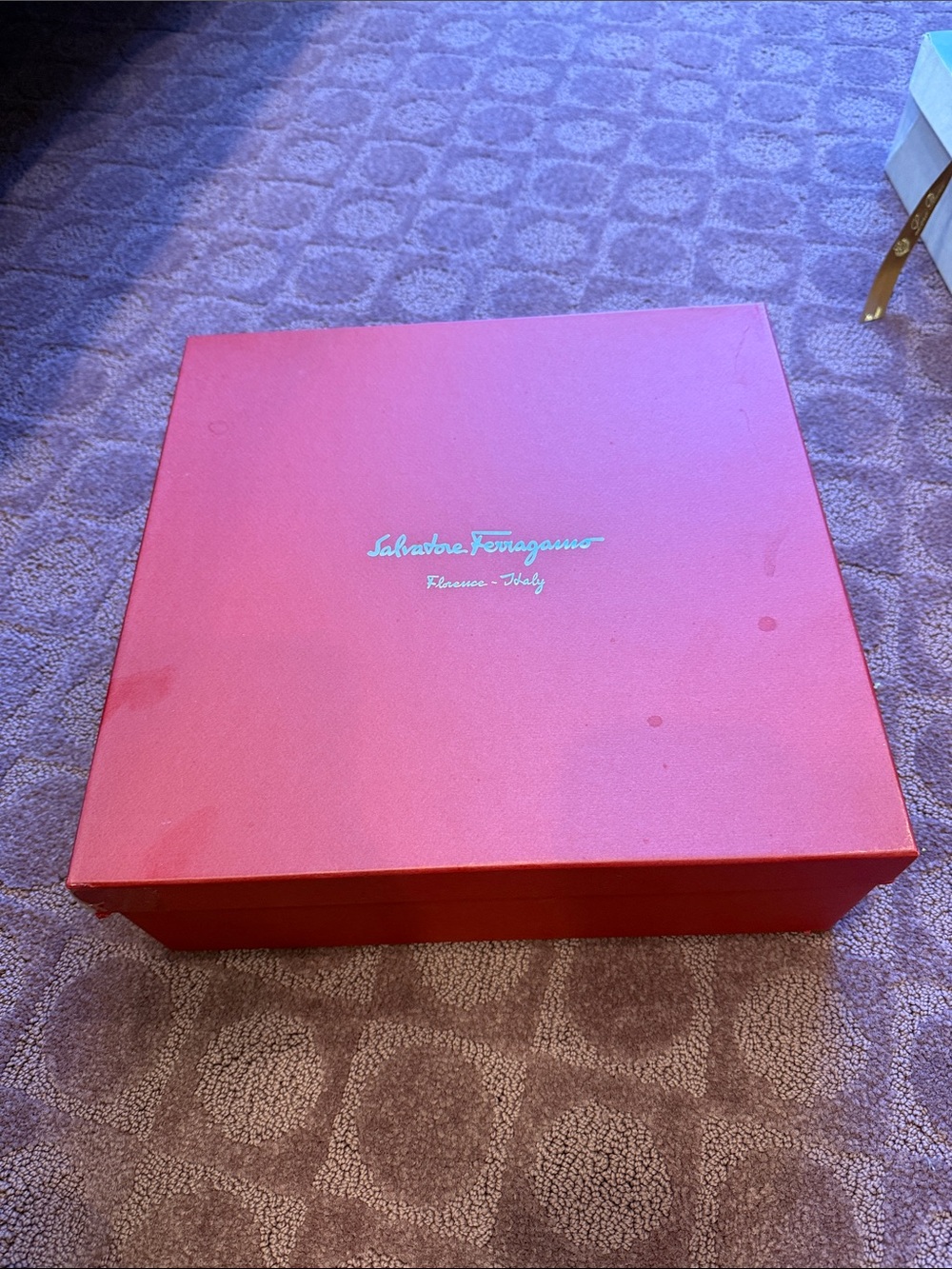 Salvatore Ferragamo Red Shoe Box with Silver Logo